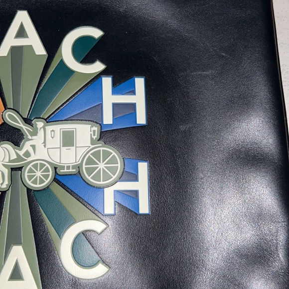 Large Black Coach Pouch Radial Rainbow - Picture 10 of 11